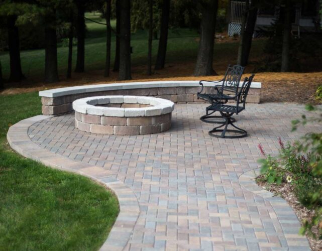 Lotus Gardenscapes -- Patios, Walkways, and Stone Works -- Brick Patio and Stone Firepit