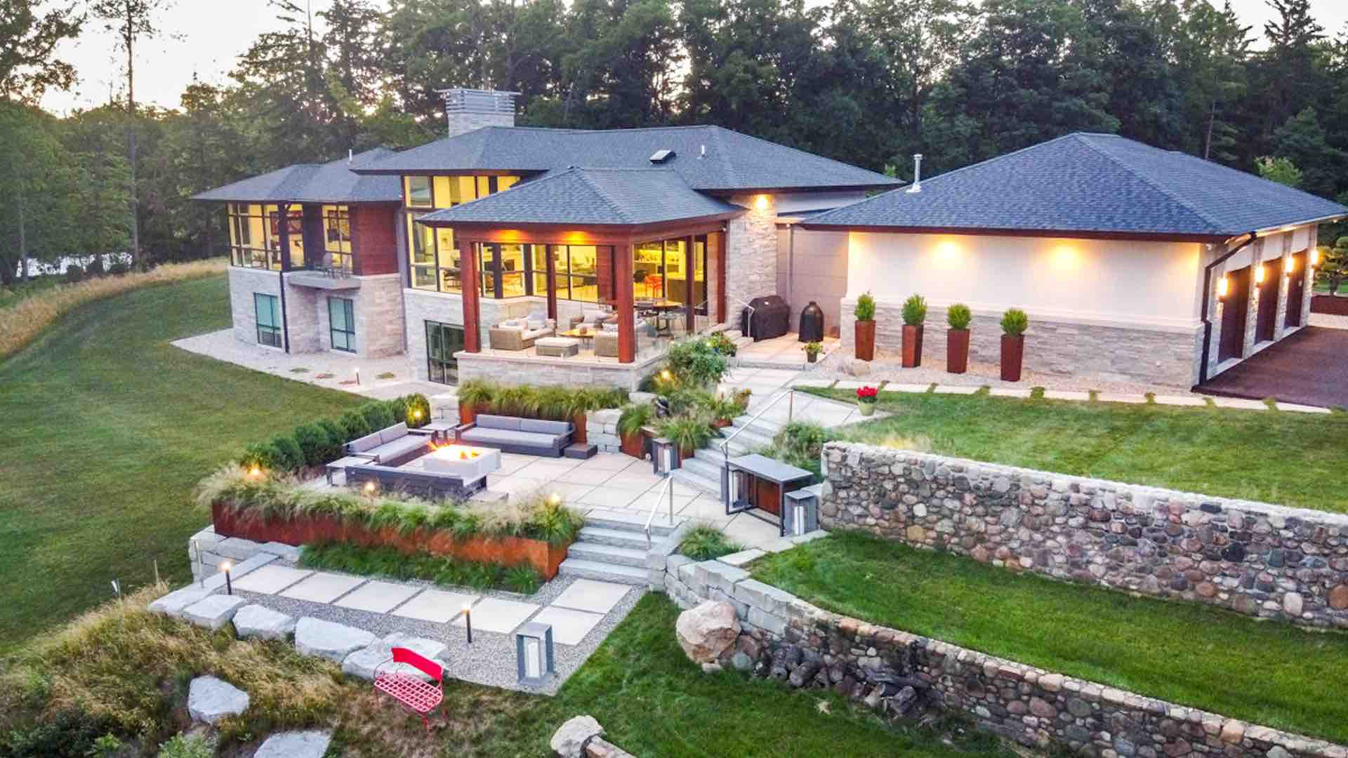Contemporary Corten Tiered Patio Lotus Gardenscapes